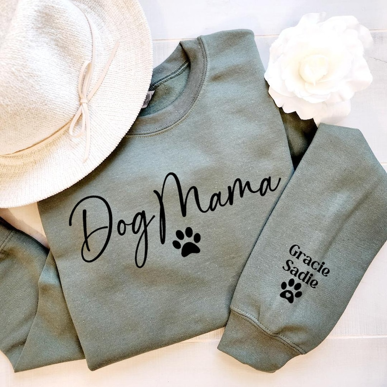 Custom Dog Mom Sweatshirt with Sleeve, Crewneck or Hoodie, Tee Shirt, Fur Mama Sweater, Dog Mom Shirt, Personalized Dog Mom Gift, Pet Shirt