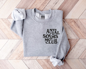 Embroidered Anti Social Mom's Club Sweater, Funny Mom Gift Sweater, Funny Embroidered Mama Sweatshirt Gift, New Mom Gift, Birthday Mom Gift