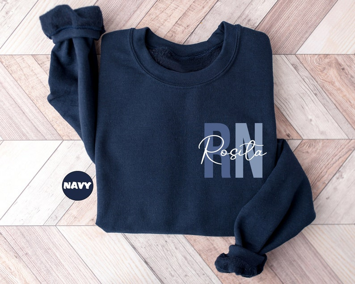 Custom Registered Nurse Sweatshirt With Name, Personalized RN Pocket Hoodie, Nurse Life Outfit, Nurse Appreciation Clothing, Cute Nurse Gift