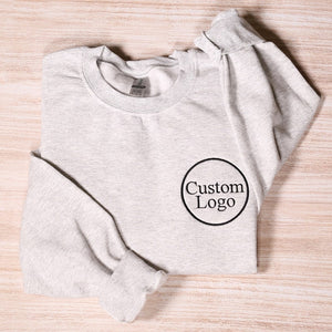 Personalized Logo Embroidered Sweatshirt, Custom Business Logo Embroidery Hoodie, Customized Company Logo Outfit, Custom Team Logo Clothings