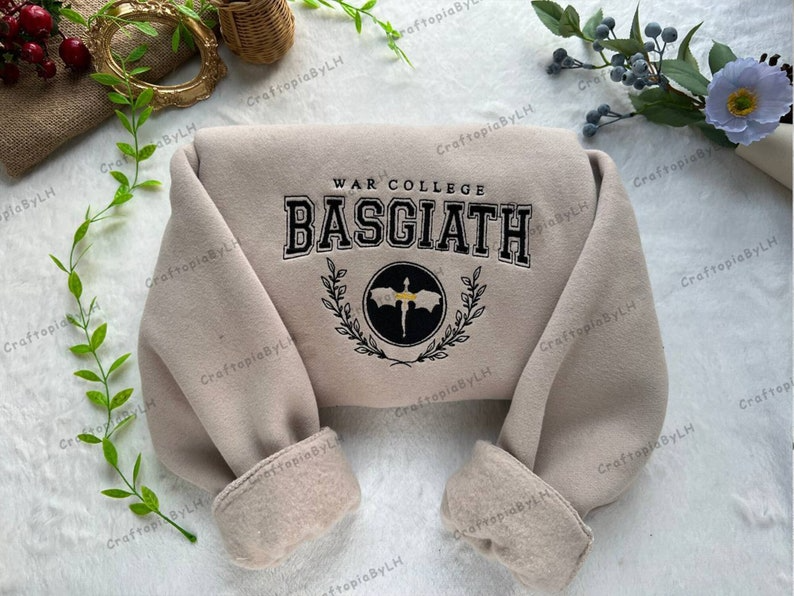 EMBROIDERED Basgiath War College Sweatshirt, Fourth Wing Shirt, Dragon Rider, Rebecca Yorros, Fourth Wing, Violet Sorrengail, Bookish Shirt
