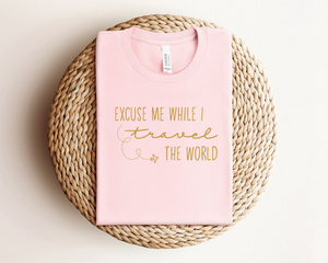 Embroidery Excuse Me while I Travel the World Sweatshirt, Embroidered Travel Vacation Shirt, Airplane Mode Long Sleeve, Adventure T-shirt