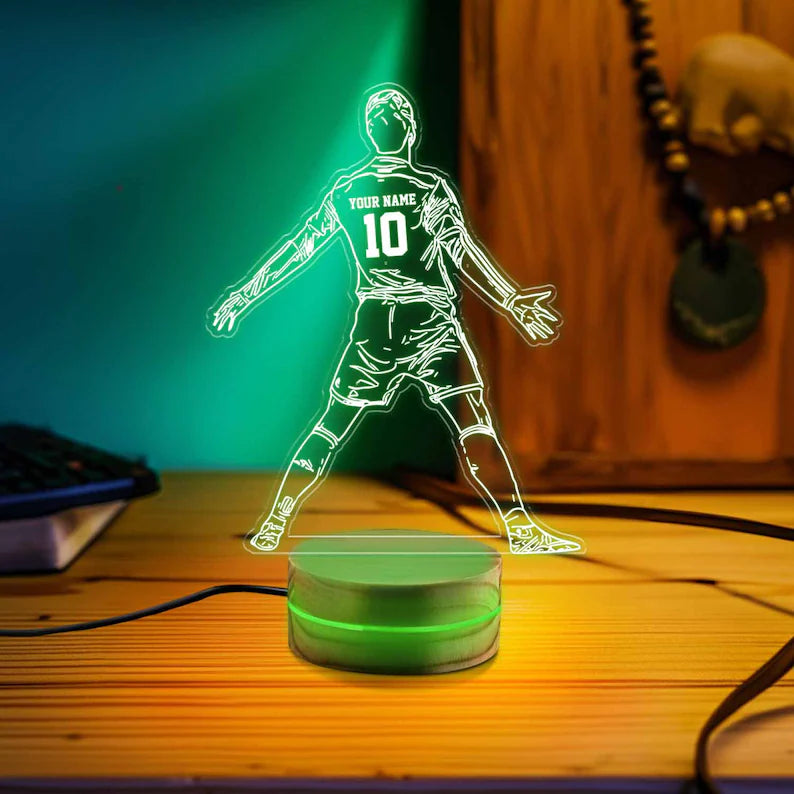 Personalised Soccer Player night Light, Personalized Night Lights For Kids, Gift For Soccer Fan, Bedroom Night Lights, Kids Bedroom Decor.