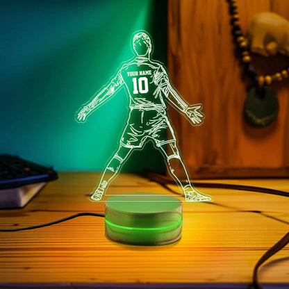 Personalised Soccer Player night Light, Personalized Night Lights For Kids, Gift For Soccer Fan, Bedroom Night Lights, Kids Bedroom Decor.