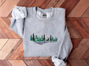 Forest National Park Embroidered Sweatshirt, Embroidered Forest National Park Shirt, Mountain Embroidered Sweatshirt, Deer Embroidered Shirt