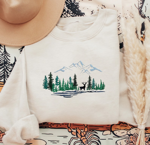 Forest National Park Embroidered Sweatshirt, Embroidered Forest National Park Shirt, Mountain Embroidered Sweatshirt, Deer Embroidered Shirt