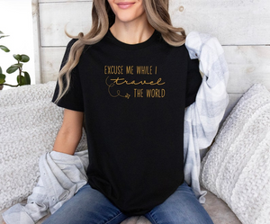 Embroidery Excuse Me while I Travel the World Sweatshirt, Embroidered Travel Vacation Shirt, Airplane Mode Long Sleeve, Adventure T-shirt