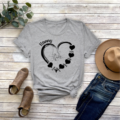 Aangepaste Mama hart met kinderen naam shirt