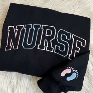 Embroidered NURSE Athletic Block Gemma Sweatshirt | Nurse Pullover Sweatshirt | Gift for Grad | New Nurse Gift | Nurse Crewneck Sweatshirt