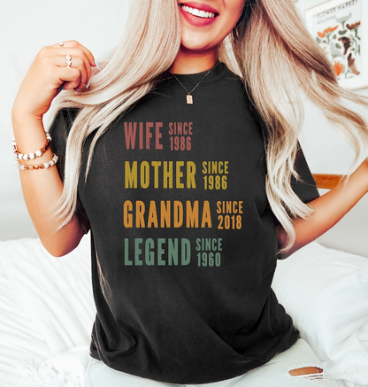 Gepersonaliseerde moeder oma shirt, Moederdag shirt, vrouw moeder oma legende, grootmoeder aangepaste datums