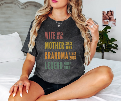 Gepersonaliseerde moeder oma shirt, Moederdag shirt, vrouw moeder oma legende, grootmoeder aangepaste datums