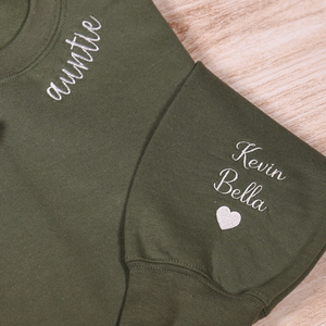 Custom Auntie Embroidered Sweatshirt With Names On Sleeve, Personalized Aunt Hoodie With Nieces Nephews Names, Aunt Outfit, Mothers Day Gift