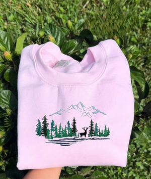 Forest National Park Embroidered Sweatshirt, Embroidered Forest National Park Shirt, Mountain Embroidered Sweatshirt, Deer Embroidered Shirt