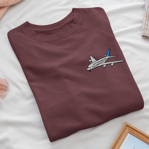 et Airliner Embroidered Crew Neck Sweatshirt - Soft Cotton - Variety of Colors & Designs