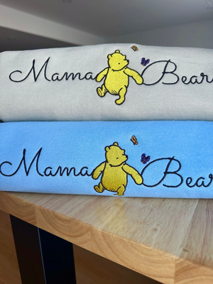 Aangepast geborduurd Moederdagsweater met namen, Winnie de Pooh Moederdagcadeau, aangepast Mama Bear-sweater, cadeau voor Moederdag