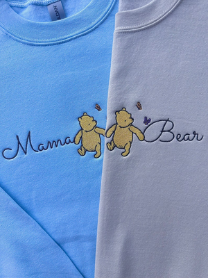 Aangepast geborduurd Moederdagsweater met namen, Winnie de Pooh Moederdagcadeau, aangepast Mama Bear-sweater, cadeau voor Moederdag