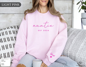 Personalized Grandma Sweatshirt Est Year with Grandkids Names on Sleeve, Mothers Day Gift, Birthday Gift for Grandma, New Grandma Sweater