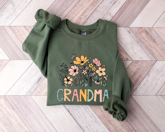 Grandma Sweatshirt, Grandma Wildflower Sweatshirt, Grandma Floral Sweatshirt, Wildflowers Sweatshirt, Grandma Flower Sweatshirt