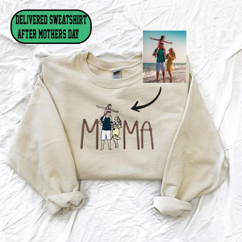 MAMA Sweatshirt Embroidered | Custom photo Sweater for Mother's day | Gift for Mum Sweatshirt | Mother's Day Present | Gift for Mom