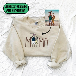 MAMA Sweatshirt Embroidered | Custom photo Sweater for Mother's day | Gift for Mum Sweatshirt | Mother's Day Present | Gift for Mom