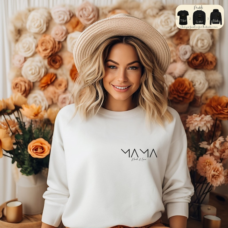 Personalised Mama Sweatshirt, Minimalist T-Shirt, Mother's Day Gift, Modern Mama Hoodie, Pregnancy Announcement Tee, New Mom To Be Gift