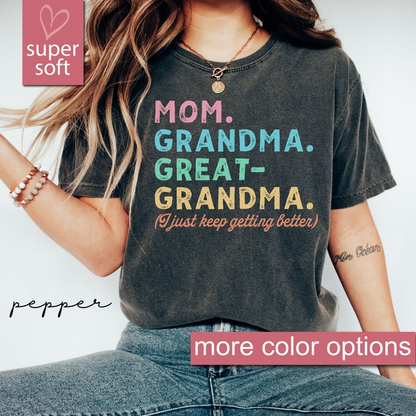 Comfort Colors® Mom Grandma Great-Grandma Shirt, Pregnancy Announcement, Gift For Great-Grandma, Baby Reveal To Family, Mother's Day Gift