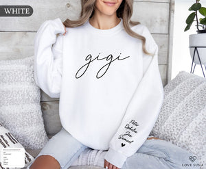 Personalized Grandma Sweatshirt Est Year with Grandkids Names on Sleeve, Mothers Day Gift, Birthday Gift for Grandma, New Grandma Sweater