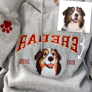 Embroidered Pet Sweatshirt,Custom Dog Hoodie Embroidered Dog Name,Personalized Varsity Sweatshirt,Gifts for Dog Owners