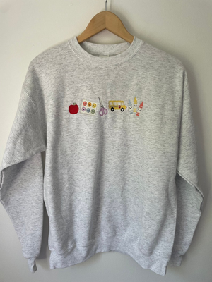 Apple Teacher Sweatshirt | Back To School Teacher Sweatshirt, Embroidered Classroom Shirt