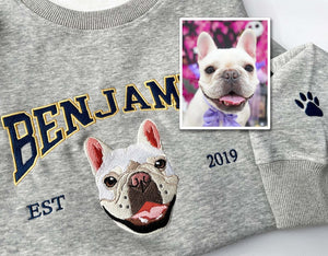 Embroidered Pet Sweatshirt,Custom Dog Hoodie Embroidered Dog Name,Personalized Varsity Sweatshirt,Gifts for Dog Owners