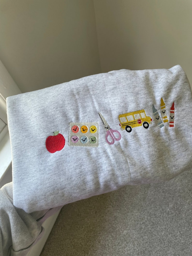 Apple Teacher Sweatshirt | Back To School Teacher Sweatshirt, Embroidered Classroom Shirt