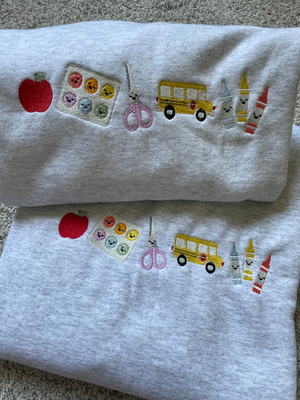 Apple Teacher Sweatshirt | Back To School Teacher Sweatshirt, Embroidered Classroom Shirt