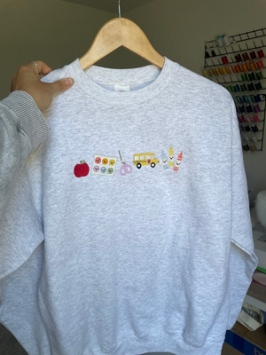 Apple Teacher Sweatshirt | Back To School Teacher Sweatshirt, Embroidered Classroom Shirt