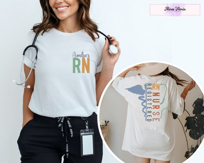 Custom Name Registered Nurse Shirt, Personalized RN Tee, Nurse Graduation Gift, Nursing Student Apparel, Healthcare Worker Customized Gift