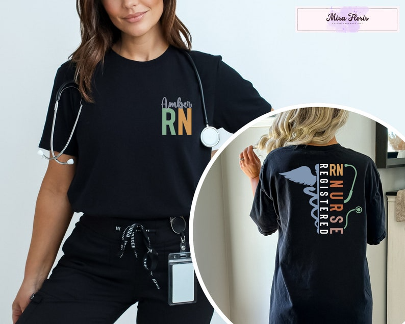 Custom Name Registered Nurse Shirt, Personalized RN Tee, Nurse Graduation Gift, Nursing Student Apparel, Healthcare Worker Customized Gift