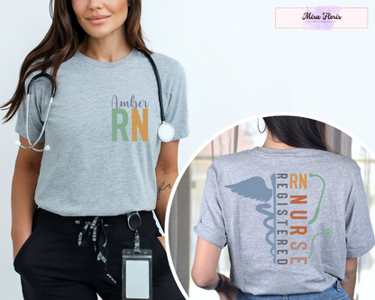 Custom Name Registered Nurse Shirt, Personalized RN Tee, Nurse Graduation Gift, Nursing Student Apparel, Healthcare Worker Customized Gift