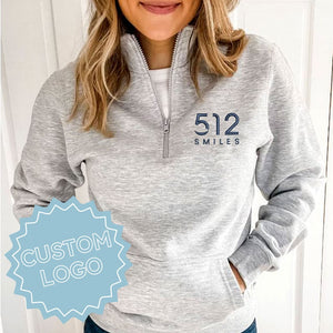 Quarter Zip Custom Logo Sweatshirt, Monogram Pullover Fleece, Personalized Gifts, Embroidered Sweatshirt, Personalized Gift CUSTOM Logo