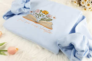 Book Floral Embroidered Sweatshirt | Flower Embroidered T-shirt | Book Hoodie | Floral Crew Neck Sweatshirt