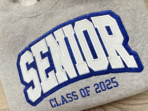 Senior Class of 2025 Sweatshirt, Glitter, Embroidered High School Sweatshirt, Glitter, Varsity , Applique, Embroidered Crewneck