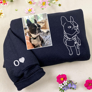 Embroidered Pet Sweatshirt, Custom Portrait From Photo Hoodie, Personalized Dog Sweatshirt, Cat Sweatshirt, Pet Gift For Him, Cat Mom Gift