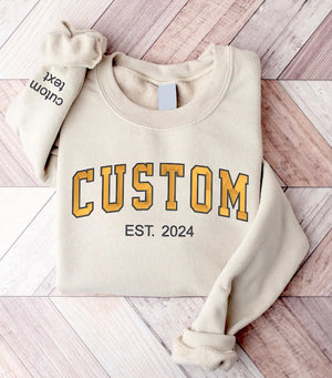 Custom 2 Sides Embroidered Varsity Crewneck - Embroidery Crewneck- Custom Embroidery - Personalized Sweatshirt - Embroidered Sweatshirt