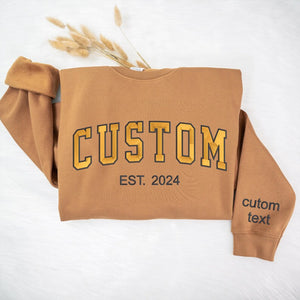 Custom 2 Sides Embroidered Varsity Crewneck - Embroidery Crewneck- Custom Embroidery - Personalized Sweatshirt - Embroidered Sweatshirt