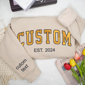 Custom 2 Sides Embroidered Varsity Crewneck - Embroidery Crewneck- Custom Embroidery - Personalized Sweatshirt - Embroidered Sweatshirt