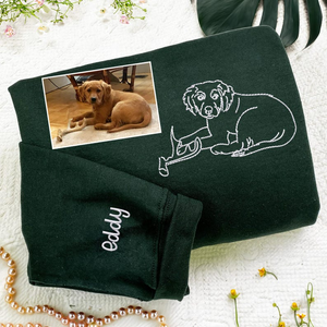 Embroidered Pet Sweatshirt, Custom Portrait From Photo Hoodie, Personalized Dog Sweatshirt, Cat Sweatshirt, Pet Gift For Him, Cat Mom Gift