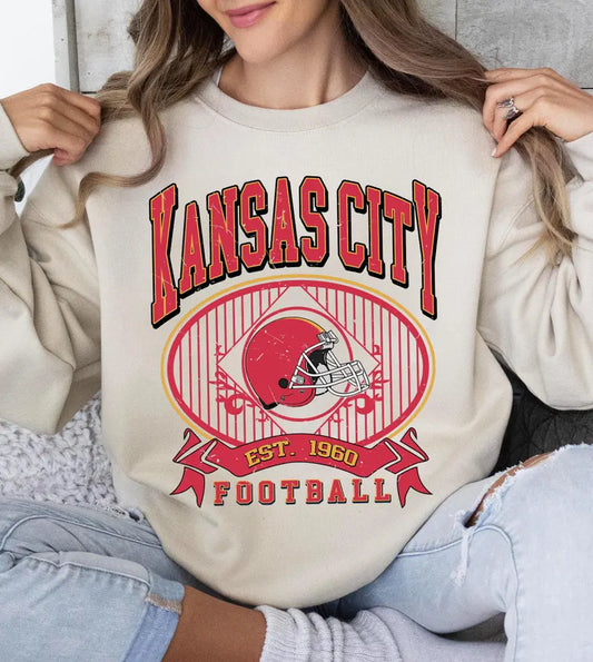 Kansas City 90s Style Shirt, Kansas City Football Crewneck Football Sweatshirt, Vintage Football Shirt, Kansas City Fan Gifts