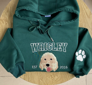 Custom Cat Hoodie Embroidered Cat Name, Personalized Pet Face Sweatshirt from Your Photo, Varsity Sweatshirt, Gifts for Cat Lovers