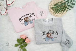 Embroidered Custom Besties Shirts, Best Friend Sweatshirt, Matching Sweatshirt For Best Friends, Custom Sisters Shirt