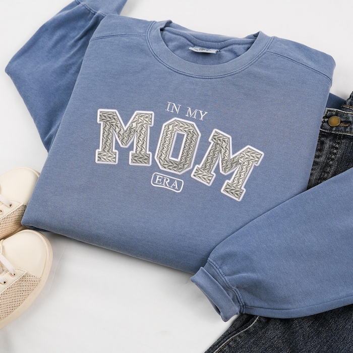 In My Mom Era Embroidered Sweatshirt, Comfort Color Custom Mama Embroidery Sweatshirt, Custom Eras Crewneck, Mom Shirt, Grandma Shirt