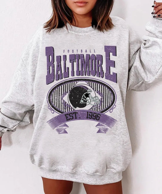 Baltimore Vintage 90s Style Football Sweatshirt, Baltimore Football Shirt, Sunday Football Shirt, Baltimore Crewneck Sweatshirt, Game Day