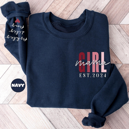 Personalized Girl Mama Sweatshirt With Kids Names, Custom Mom Of Girls Hoodie, Pregnancy Announcement New Mom Outfit, Mommy Birthday Gifts